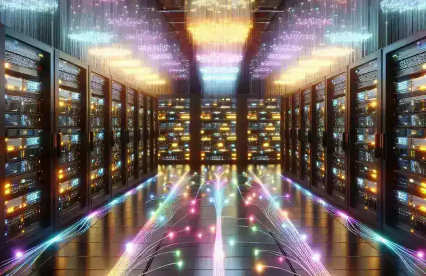 "Intel's photonic chips demonstrating advanced technology for replacing copper connections in data centers, showcasing improved data transmission efficiency and energy savings."